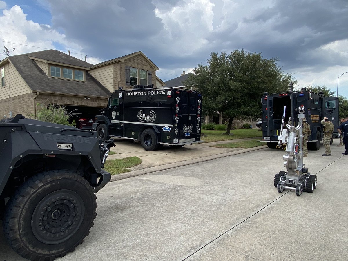 The suspect taken into custody today was wanted for Felony Theft out of Fort Bend County. He also made threats to  shoot it out  with law enforcement if they tried to arrest him. After setting up a perimeter and letting our crisis negotiators talk to him