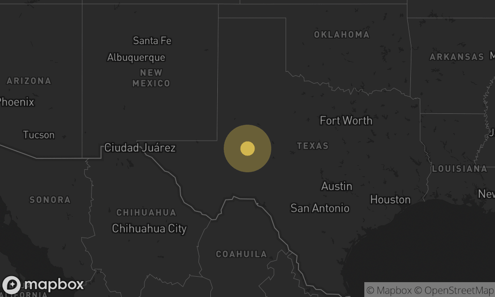 A 3.3 magnitude earthquake occured at 27 km SW of Garden City, Texas. 