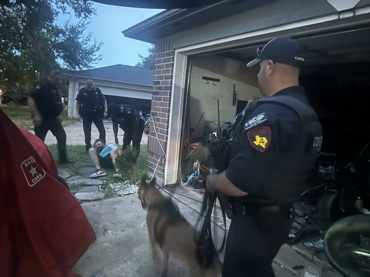 Heavy police presence in the 16100 block Little Cypress Lane. Constable Deputies and Constable K9 Tejas Briones have two suspects in custody who were wanted for Felony Warrants.