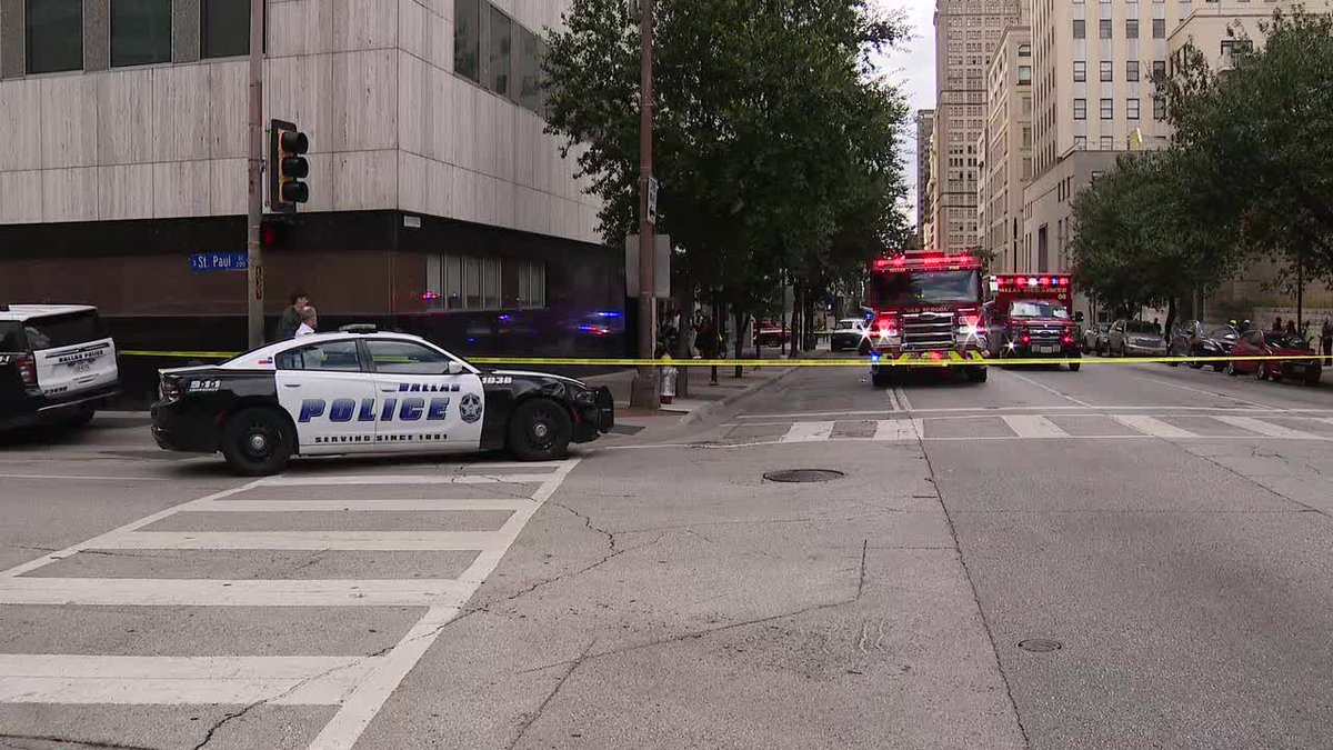 There is a large police presence in Downtown Dallas