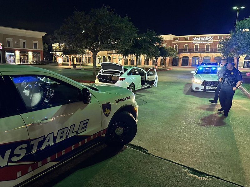 Constable Deputies have recovered a stolen vehicle displaying a stolen License Plate on traffic at 18315 W LAKE HOUSTON PKWY