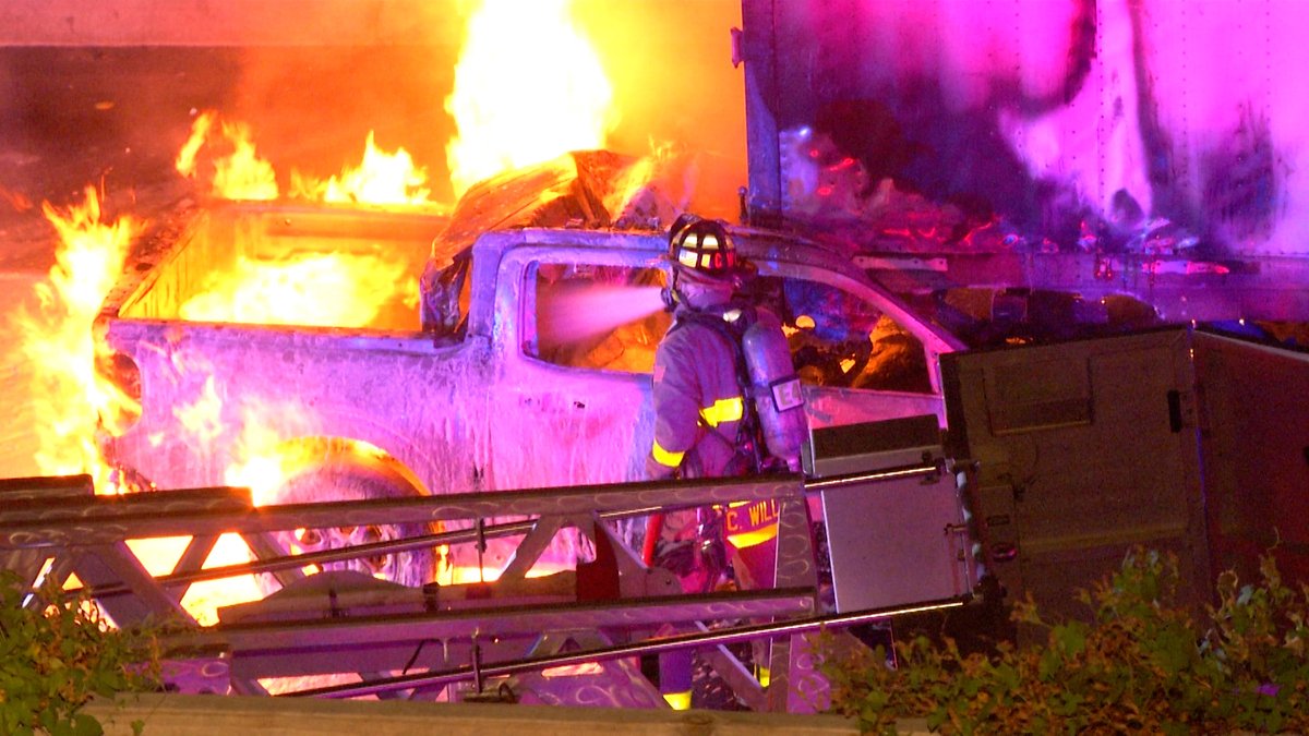 A man is dead after 9olice said he ran into the back of the 18-wheeler, pinning the truck under the trailer. The truck then burst into flames