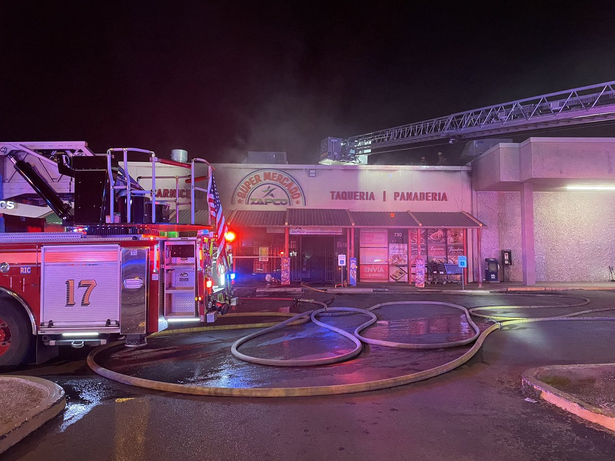 Crews on scene with a fire in a grocery store located in a commercial strip center at Stassney/ S 1st. Fire has been mostly extinguished; crews will remain on scene ventilating and checking for fire spread