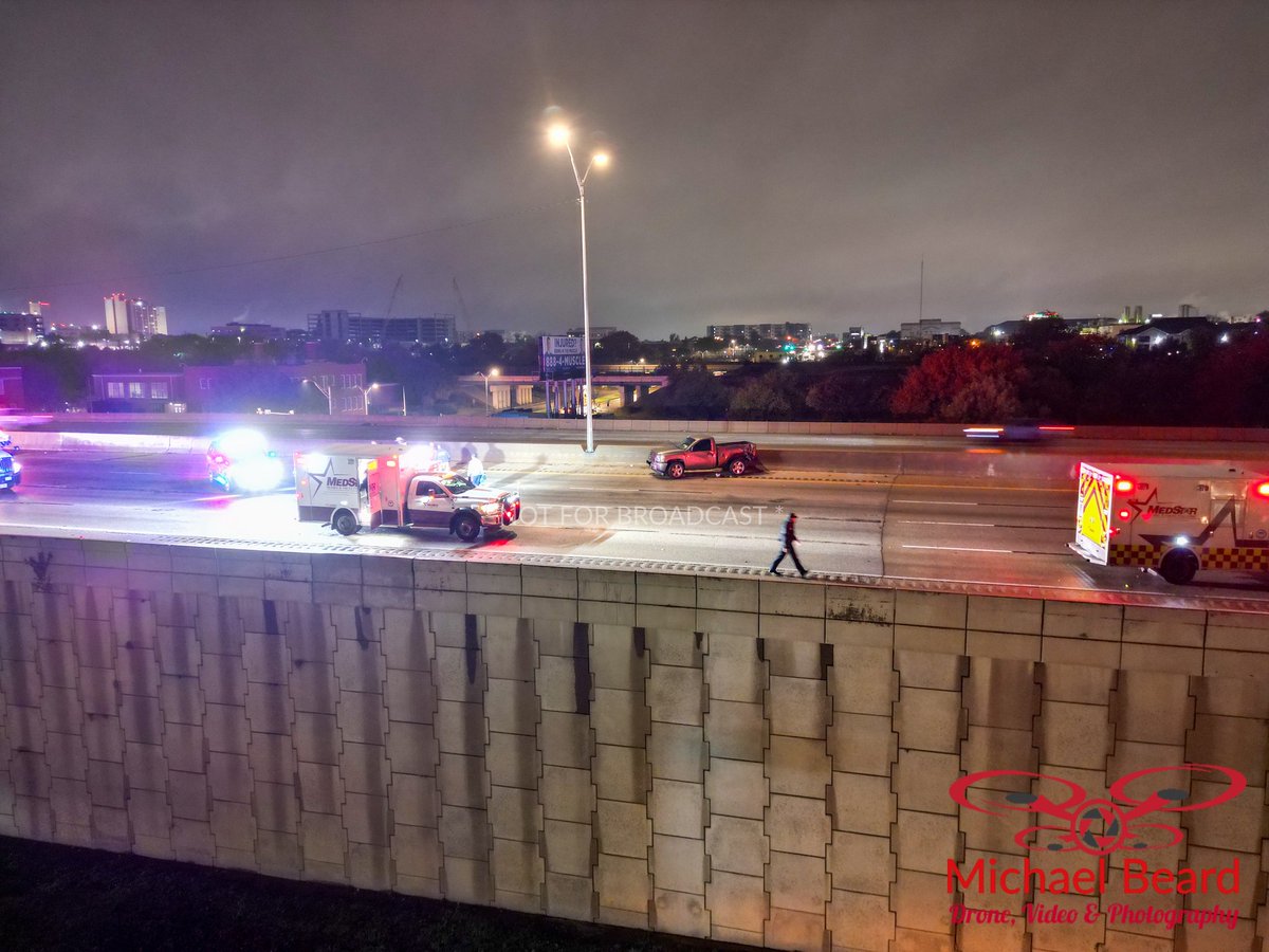 1 person is dead, and a 20 year old is in jail charged with intoxication Manslaughter with a vehicle after hitting a pedestrian during a multiple vehicle accident that shut down I-35W at Rosedale for hours sunday morning