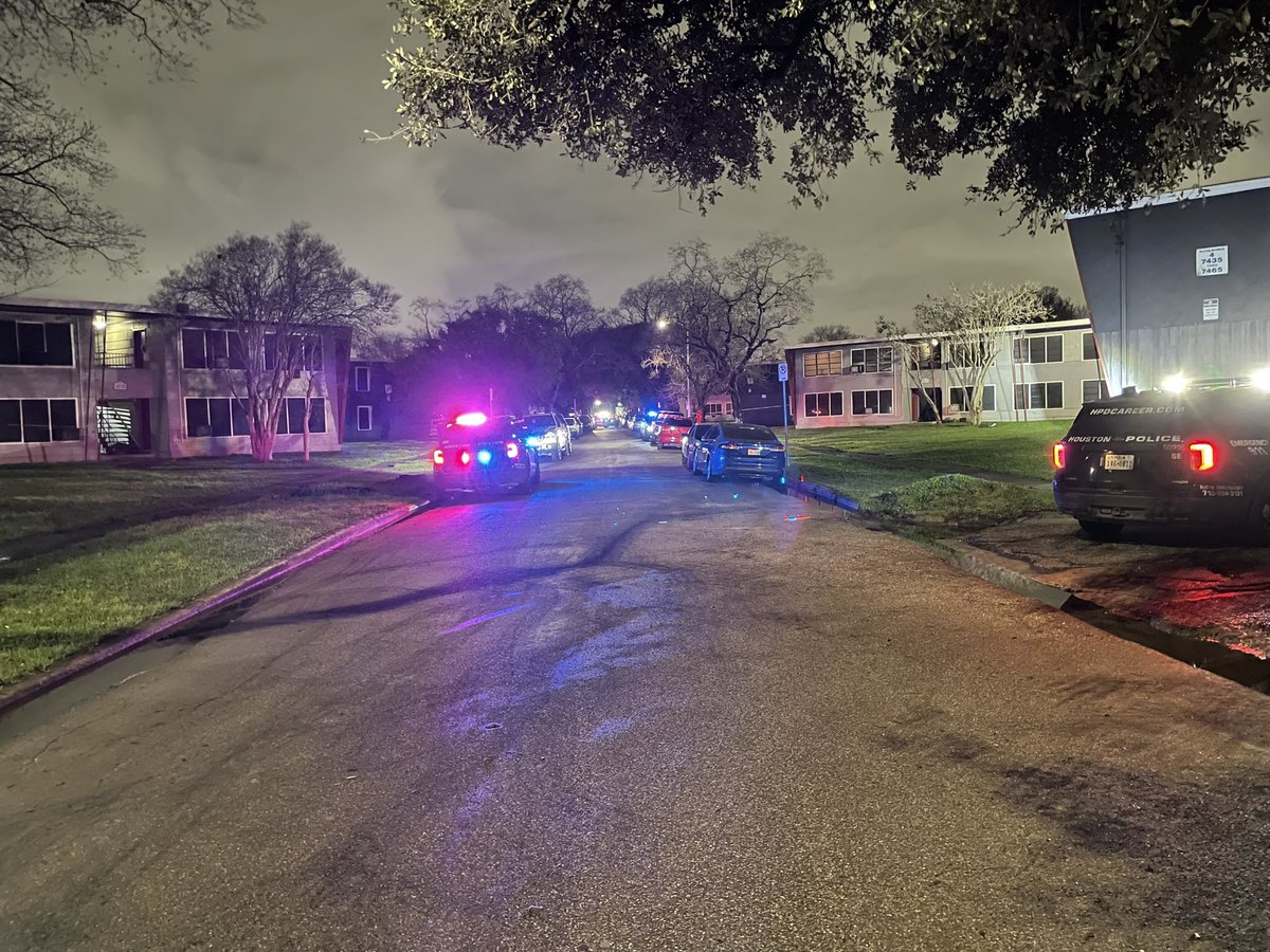 Southeast officers are at a shooting scene 3400 Southway. Three victims transported by HFD. 12 year old male, 15 year old male and adult male expected to survive