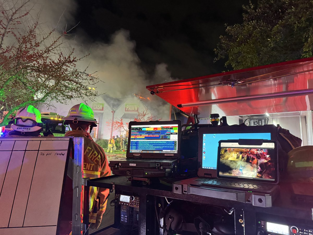 As crews battle the fire from outside the command post is set up with a combination of old-school and new-school technology.  Using aerial drones, digital site maps, and good old whiteboards the command post will control the scene and keep count of all the action on the scene