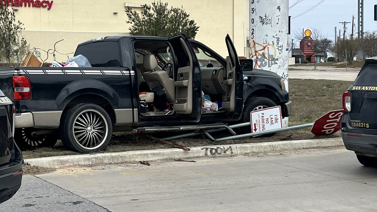 San Antonio police spotted a truck that may have been involved in an earlier incident. The vehicle was followed and wrecked at a CVS . 3 individuals were detained. 