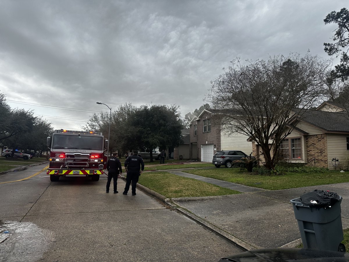 Deputies with Constable Mark Herman’s Office are on scene of a house fire with Spring Fire Department in the 22800 block of Red Leo Drive. All occupants are out of the residence and fire department personal are working at extinguishing the fire