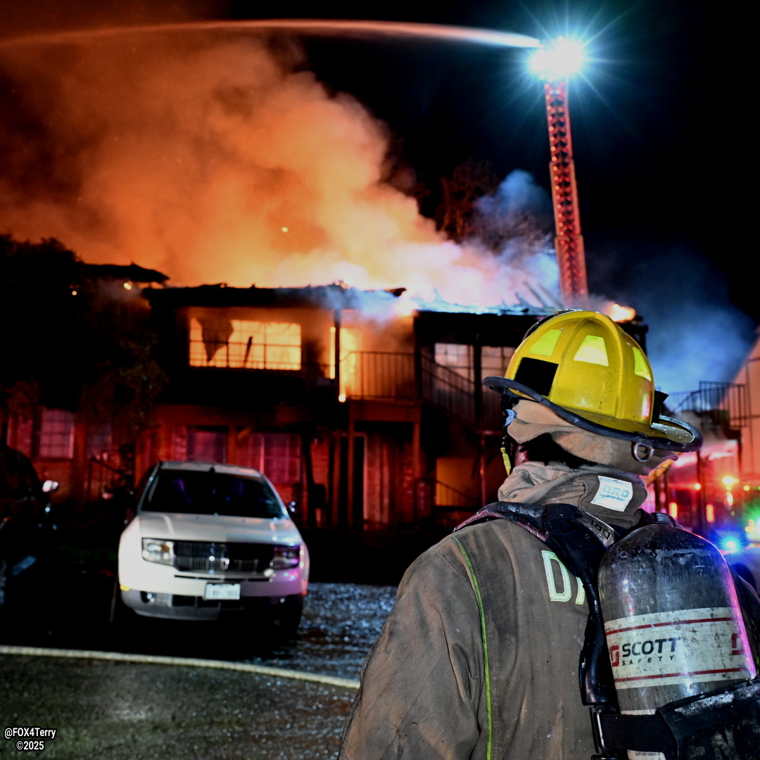 Dallas firefighters battle an overnight apartment fire. 