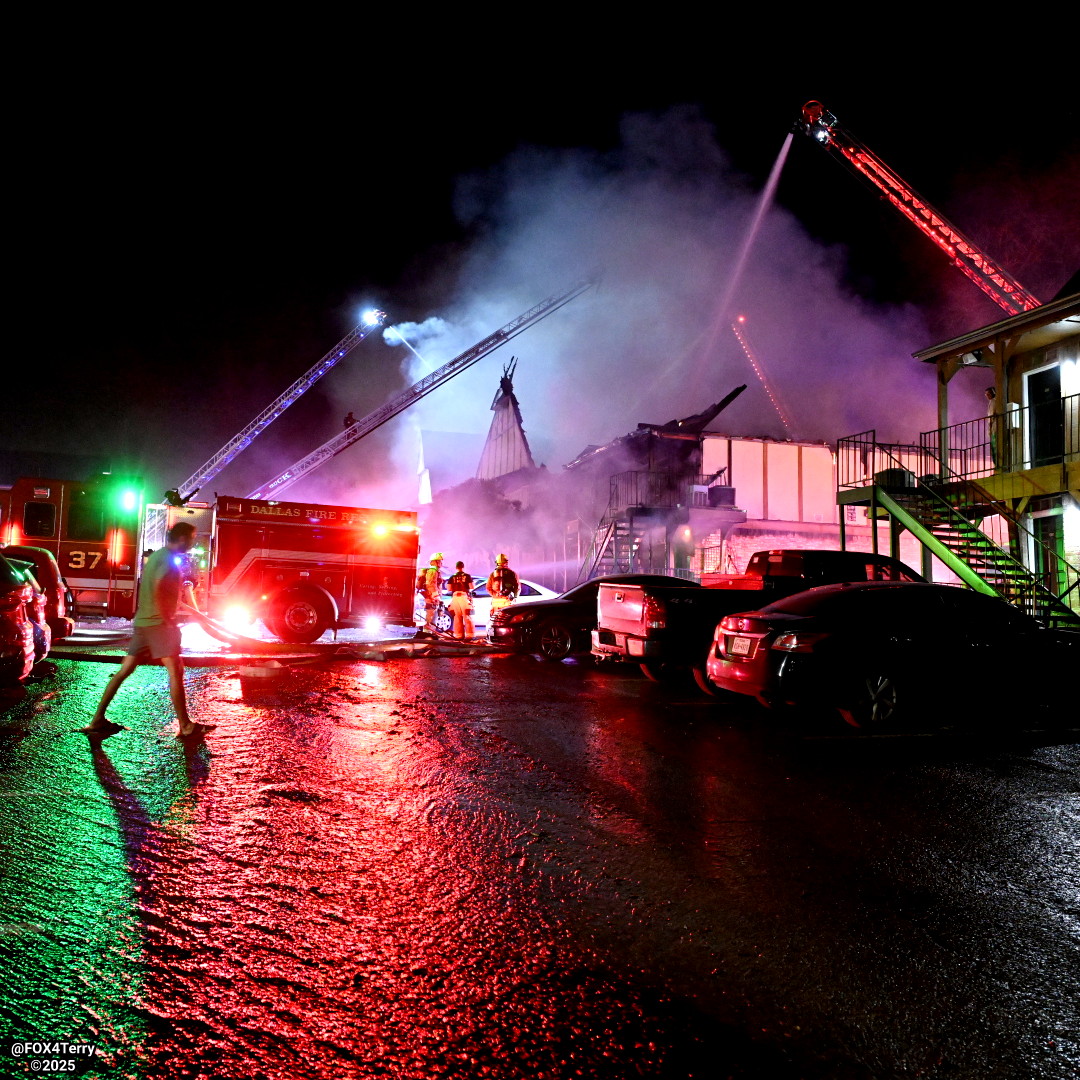 Dallas firefighters battle an overnight apartment fire. 