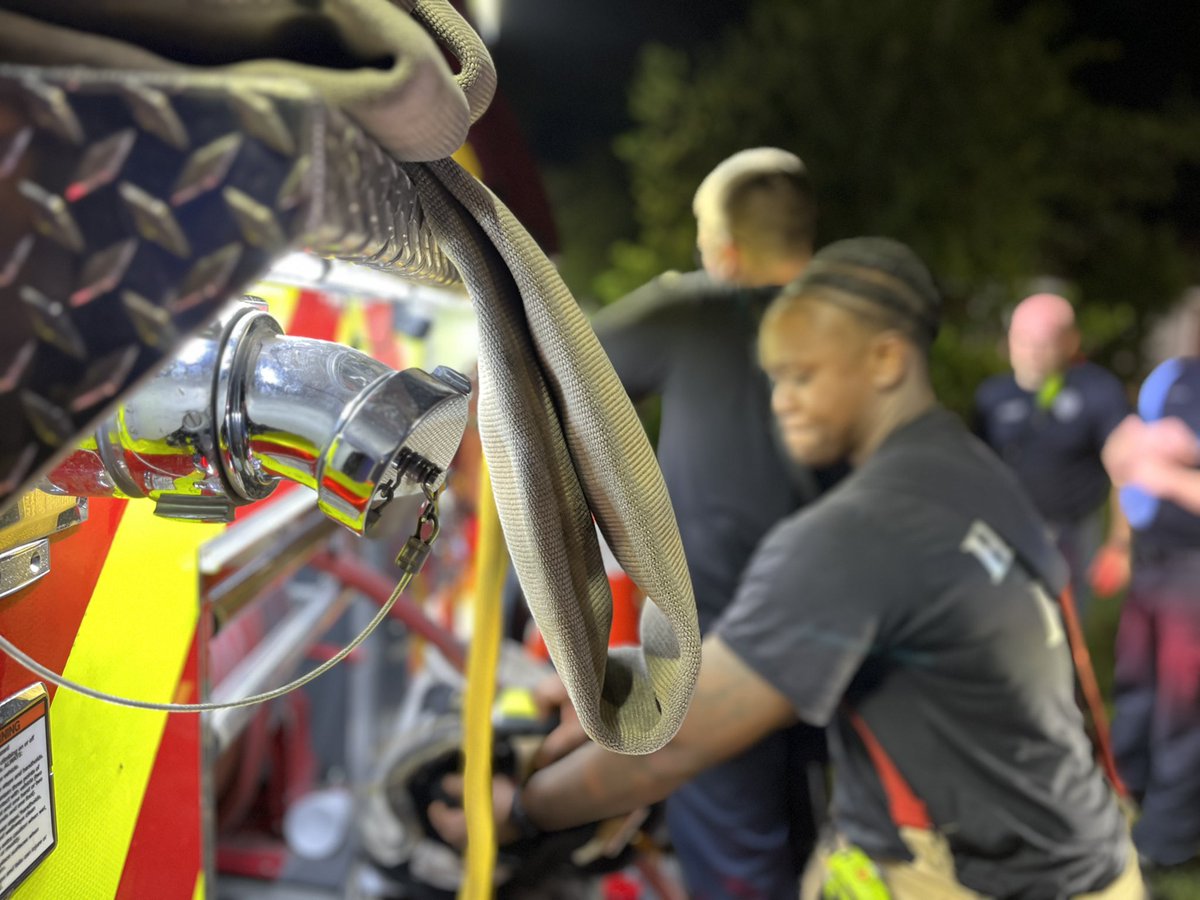 A firefighter from Station 28 was injured tonight while battling a house fire on Wedgewood in northwest Houston. She was transported to Memorial Hermann TMC where she is awake and alert