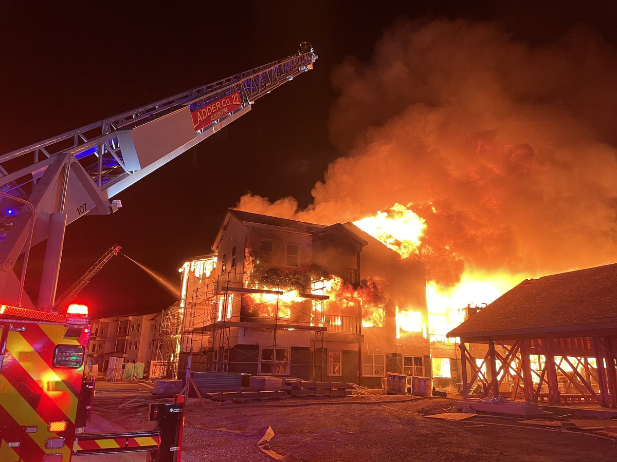 Austin Fire on scene of apartment building under construction in the 4600blk of S Pleasant Valley Road