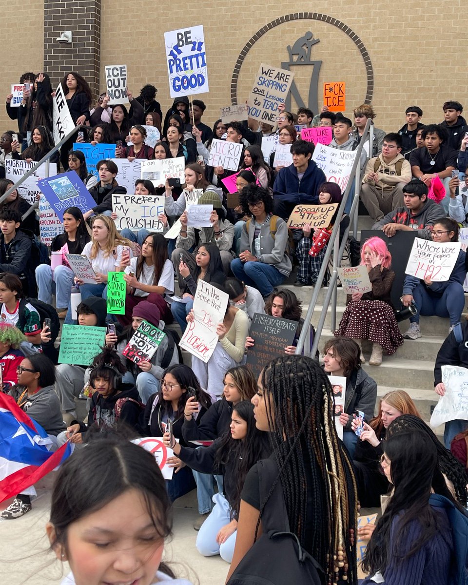 Anti-ICE walkout at Brandeis High School. School walkout at Brandeis High School protesting immigration enforcement. 
