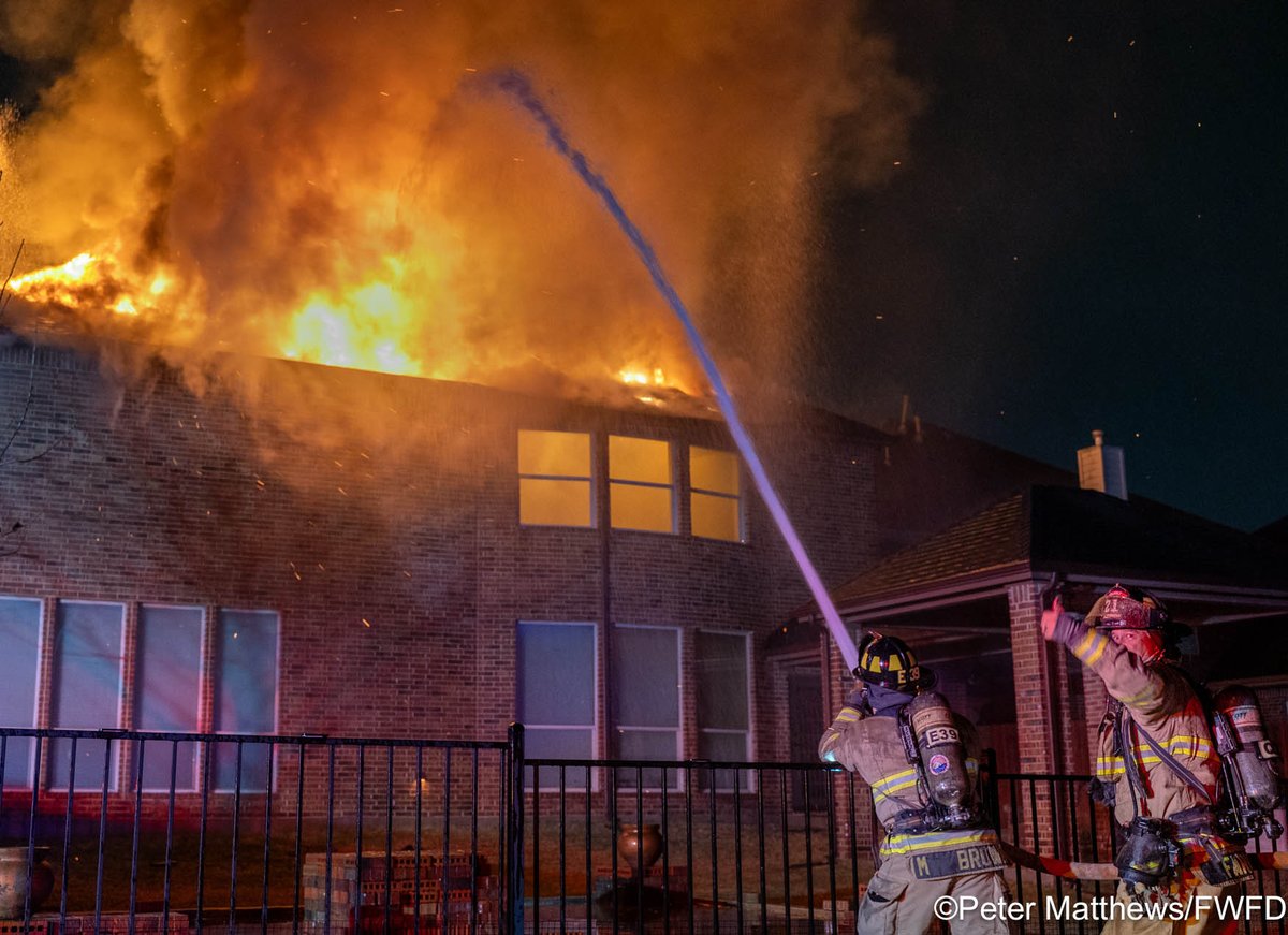 During a severe thunderstorm, the Fort Worth Fire Department Alarm Office received multiple calls from neighbors reporting a home on fire due to a lightning strike in the 4200 block of Leeds Drive.
