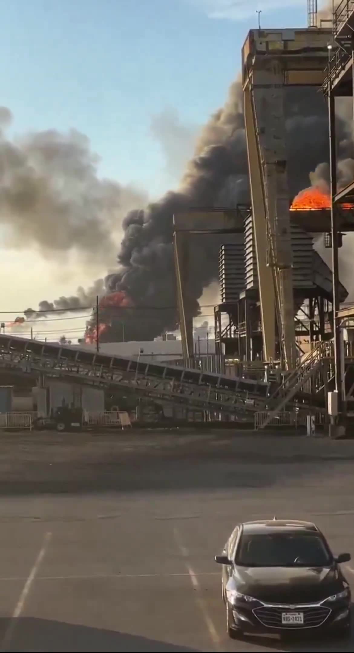 Following reports of a explosion, a massive fire rages on at Valero oil refinery in Port Arthur, Texas