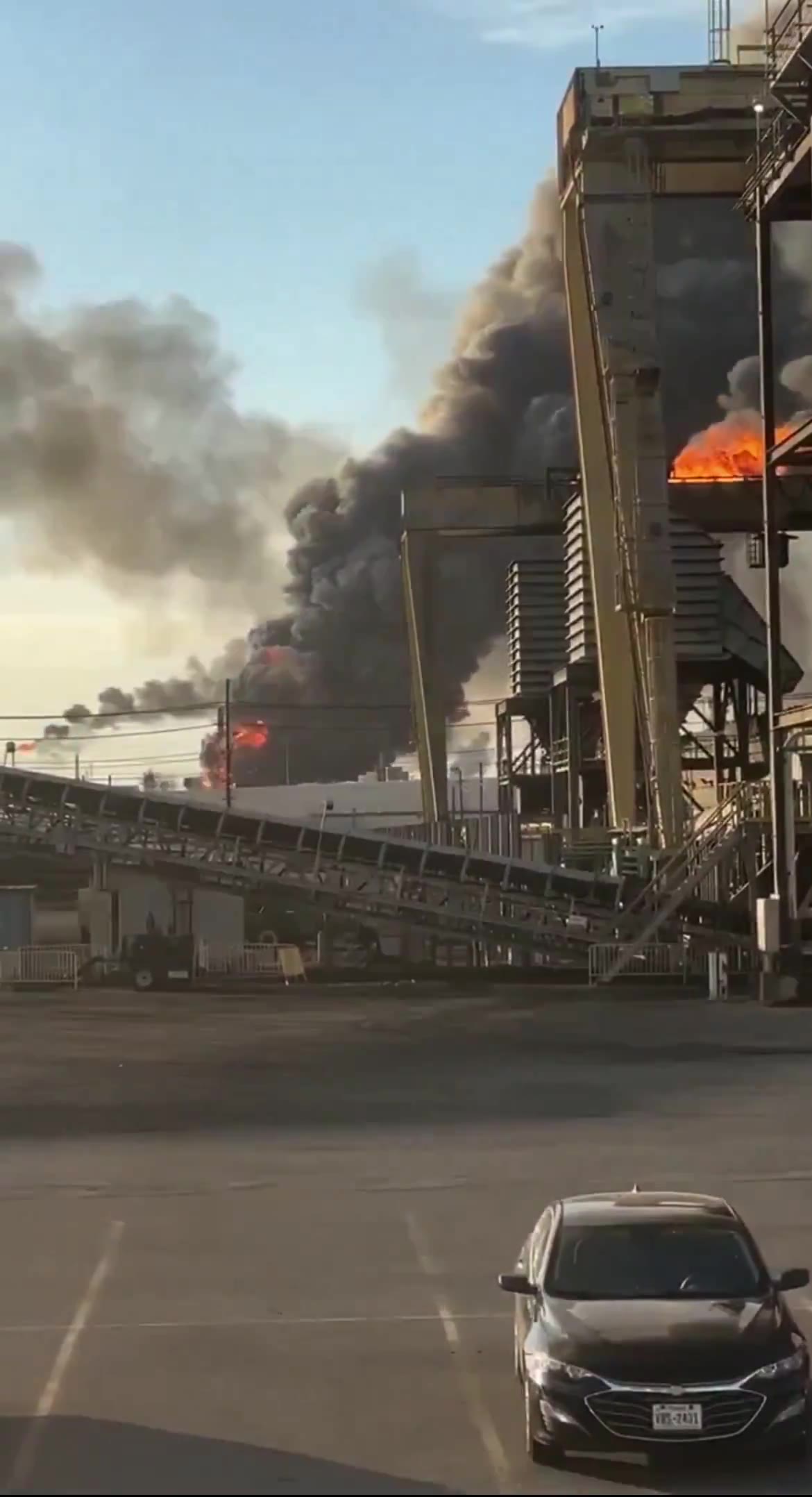 Following reports of a explosion, a massive fire rages on at Valero oil refinery in Port Arthur, Texas