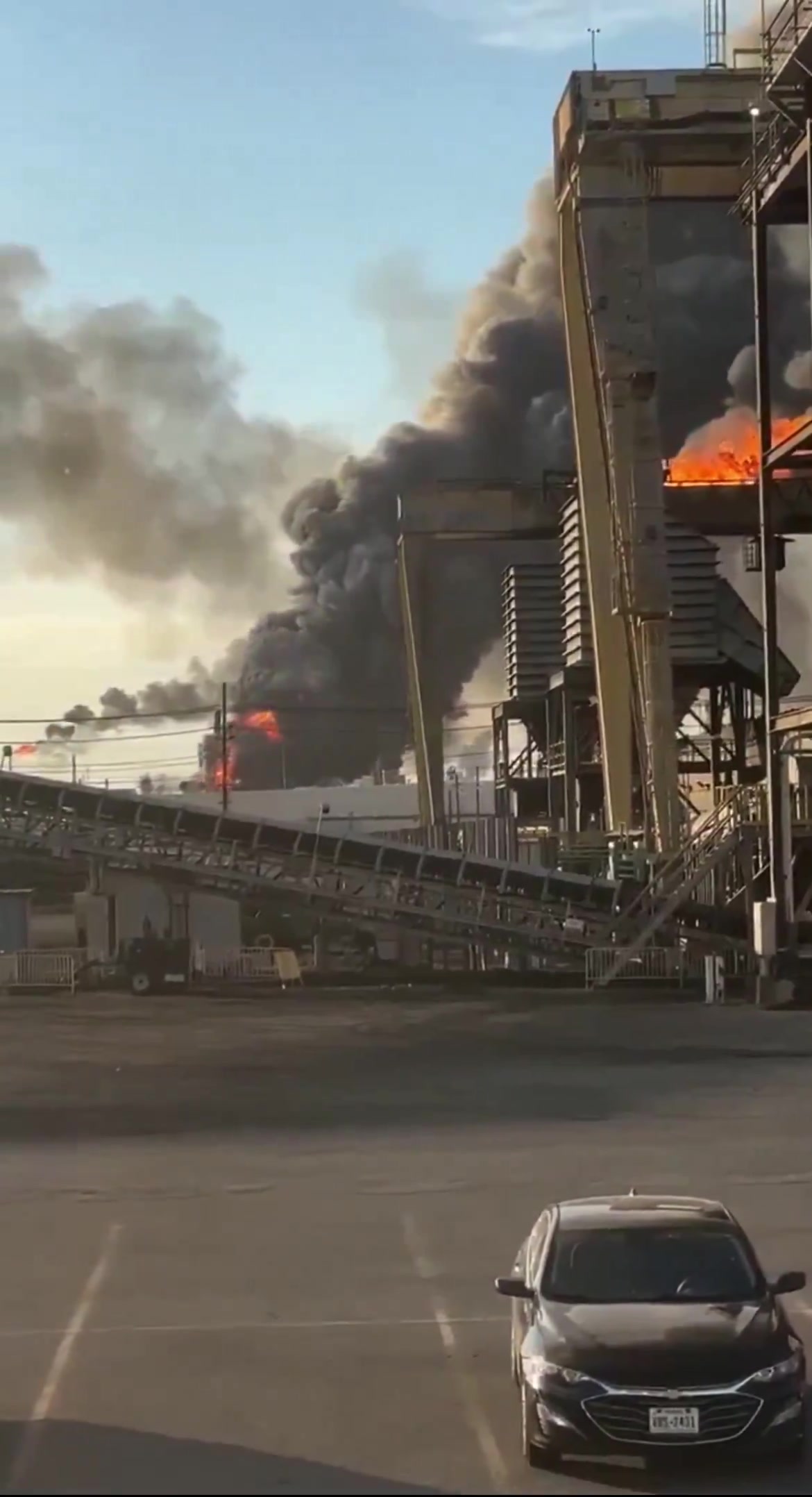 Following reports of a explosion, a massive fire rages on at Valero oil refinery in Port Arthur, Texas
