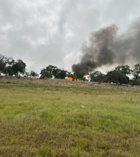 Two people were hospitalized after a home explosion in Gillespie County. When fire crews arrived, the house was engulfed in flames. The blast was so intense it could be felt nine miles away in Fredericksburg