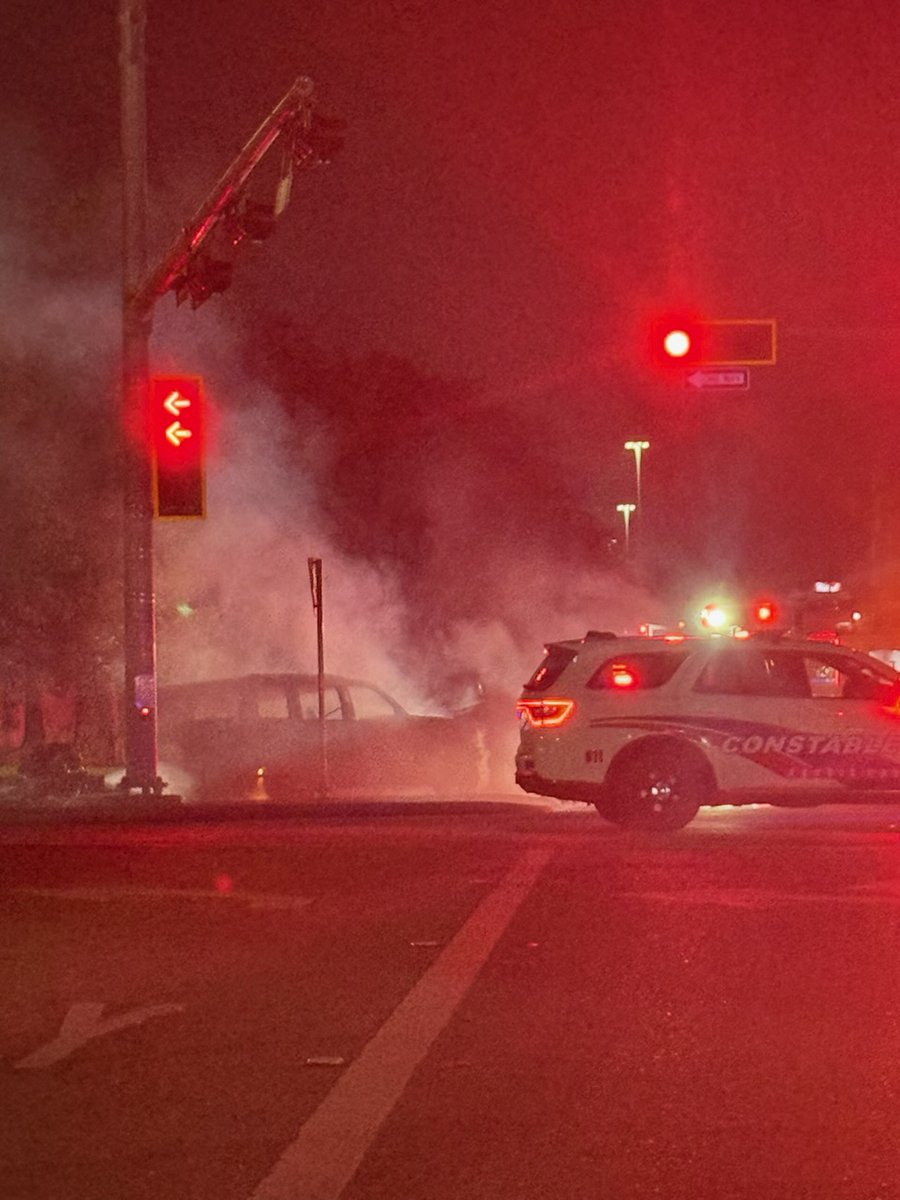 Deputy Constables and Ponderosa Fire Department are on scene of a vehicle fire at 100 FM 1960 Rd W