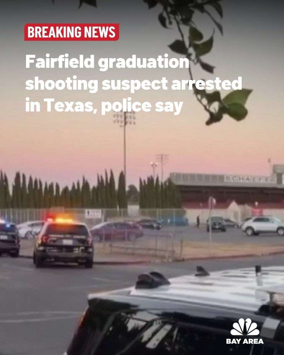 An arrest has been made in connection to last month's deadly shooting at a high school graduation ceremony in Fairfield, police say