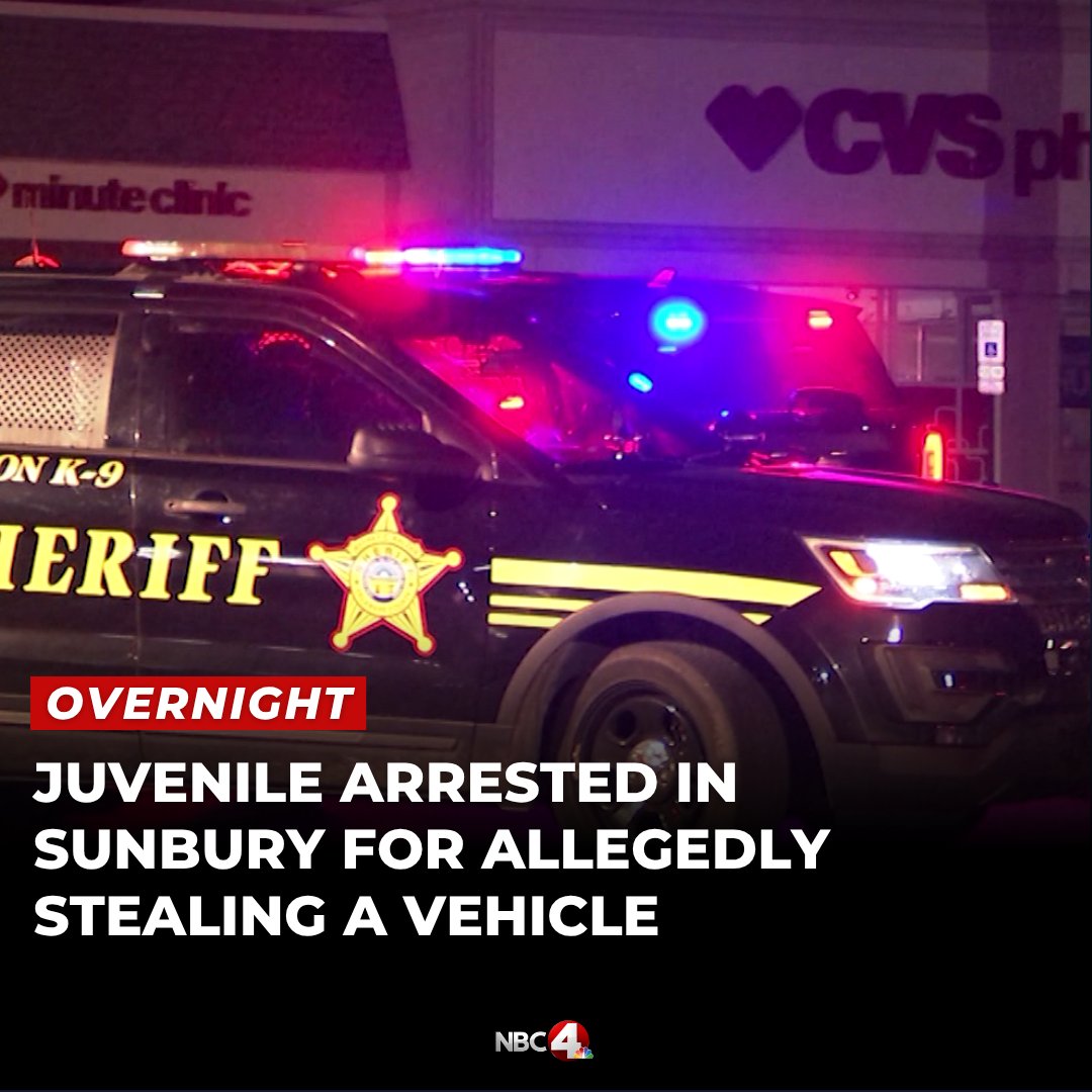 A juvenile was arrested overnight Thursday after allegedly stealing a car and fleeing officers on foot in Sunbury