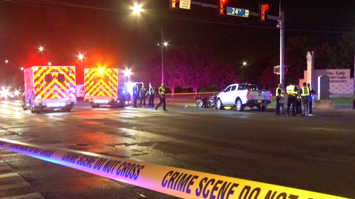 A motorcyclist in his 60s was killed after a crash involving a pickup truck on San Antonio's West Side early Saturday, according to police