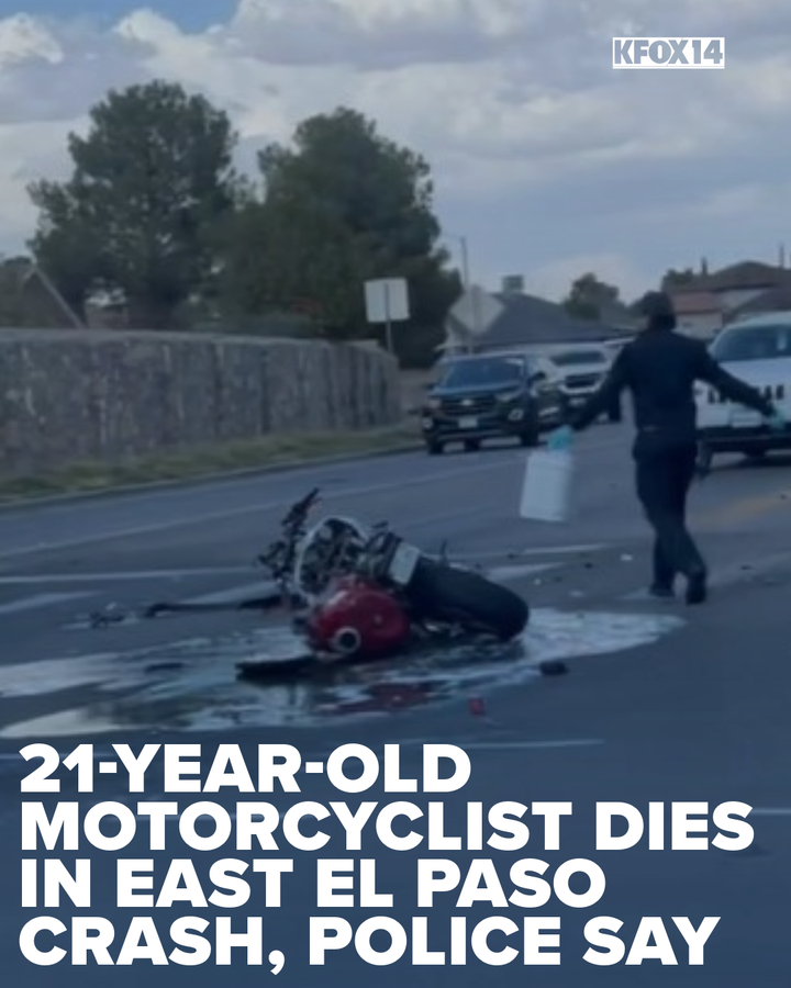 A 21-year-old motorcyclist died Monday afternoon after a collision at the intersection of Pebble Hills Boulevard and Nolan Richardson Drive, according to El Paso police